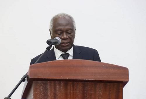 Prof. P.K. Nyame (inset) administering the induction oath to the newly qualified Physician Assistants