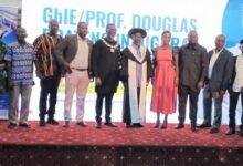 • Prof. Boateng (seventh from right) with Mr Bempng (eight from right) and other dignitaries