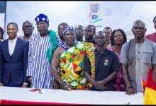 • Mr Kwaku Owusu Appiah (second from right) with Mr Sosu (left), and other dignitaries