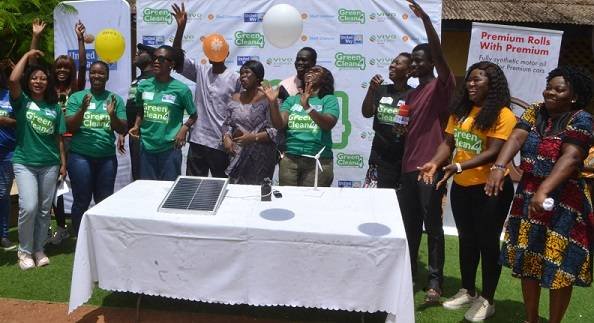 Ms Shirley Tony Kum (fifth from right) being assisted by Ms Abiba Kortuma (fourth from left) and others to lauch the project Photo Victor A. Buxton,,