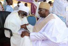 Vice President Bawumia in a handshake with National Chief Imam Sheikh Nuhu Sharabutu