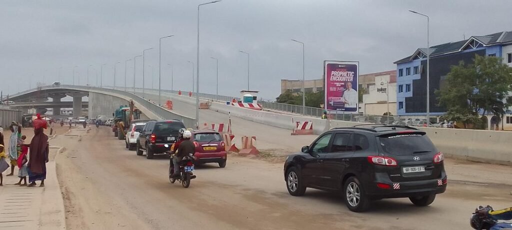 • The completed bridge fixed with street lights yet to be asphalted