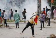 • Anti-quota protesters clash with Border Guard Bangladesh and the police outside the state-owned Bangladesh Television in Dhaka, Bangladesh, on Friday