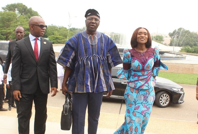 Dr Mohammed Amin Adam (middle) and his deputies on their way to Parliament for the Mid-Year budget.Photo. Ebo Gorman