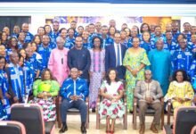 • Ms Obo-Nai (seated third from left) with the graduands and governing council members after the event