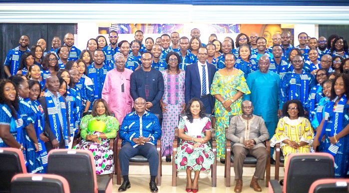 • Ms Obo-Nai (seated third from left) with the graduands and governing council members after the event