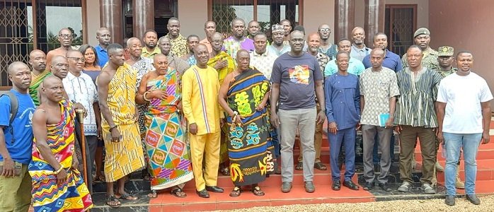 Mr Machator (fifth from left) with Nana Mprah Besemuna (middle) and other dignitaries after the programme