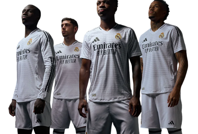 • Real Madrid players in their new home kits