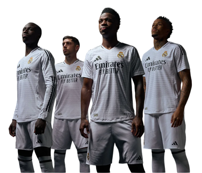 • Real Madrid players in their new home kits