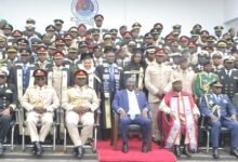 • Vice President Bawumia (seated middle) with lecturers and graduands Photo: Victor A. Buxton