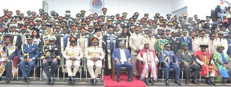 • Vice President Bawumia (seated middle) with lecturers and graduands Photo: Victor A. Buxton