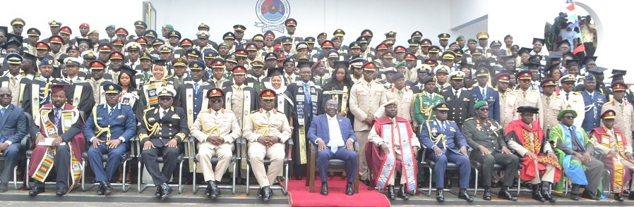 • Vice President Bawumia (seated middle) with lecturers and graduands Photo: Victor A. Buxton