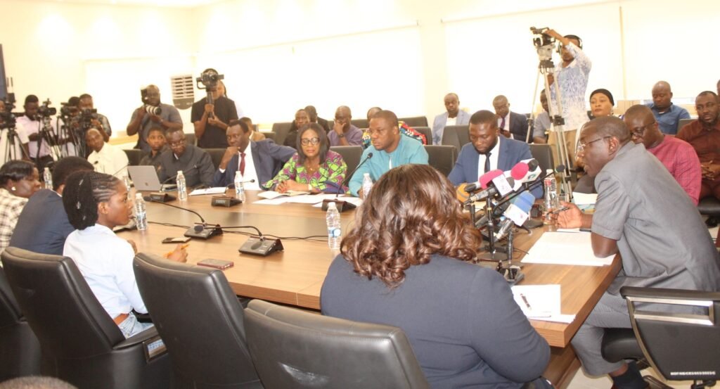 •&#xA;Dr Mohammed Amin Adam (behind mic) addressing the press conference Photo: Ebo Gorman