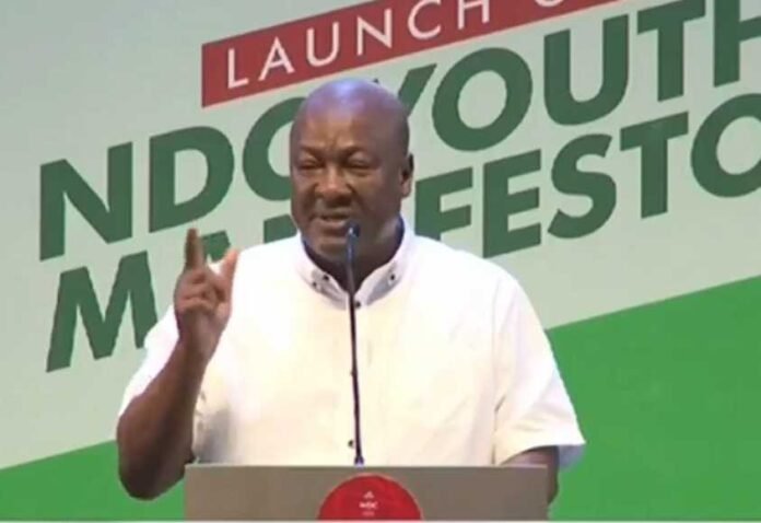 • Former President John Mahama speaking at the Youth Manifesto launch