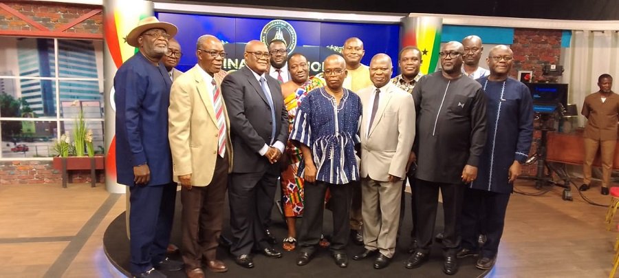 • Mr Ayeboafo (third from left) with the new and old board members