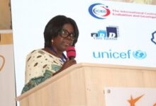 • Ms Lydia Seyram Alhassan (inset) addressing participants in the conference Photo: Ebo Gorman