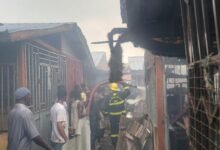 • Fire fighters at the scene of the fire