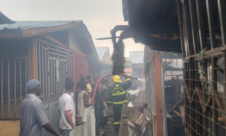 • Fire fighters at the scene of the fire