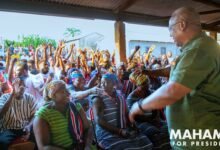 Former President John Mahama addressing supporters in the Upper East Region