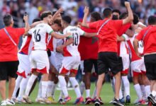 • Moroccan players celebrating their victory