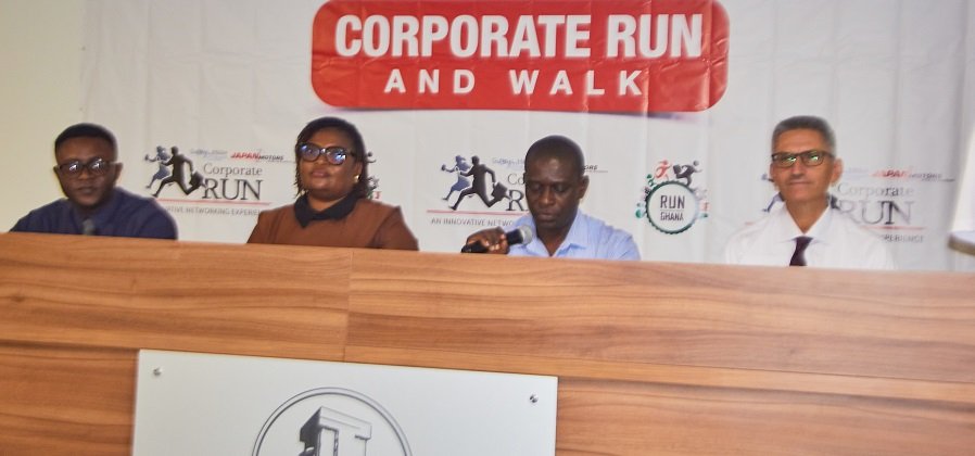 Mr Ampong (second from right) speaking at the launch