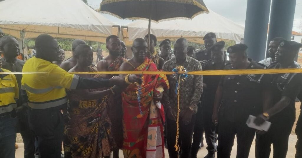 Nana Yeboah Asuamah together with officials police cutting tape