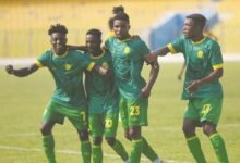 • Players of Nsoatreman celebrating their progression to the next stage of the championship