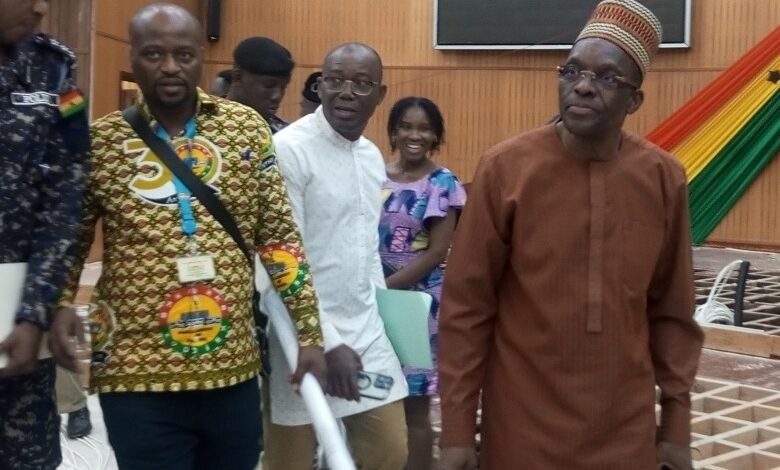 • Mr Alban Bagbin (inset) inspecting ongoing works in the chamber