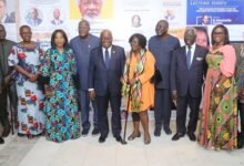 • President Akufo-Addo (seventh from right), with some of the guests after the 5th Anniversary of the Council of Foreign Relations, Ghana in Accra