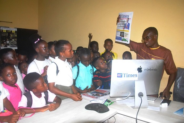 • Mr Andrews Parker (right), Acting Head of Design section, briefing the pupils Photo: Elizabeth Okai