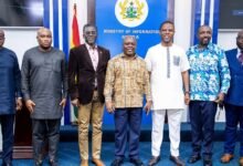 • Mr Joseph Cudjoe (middle) with other dignitaries after the meeting