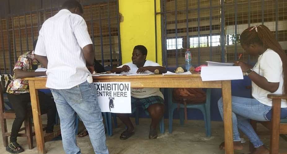 Flashback: A voter at the exhibition centre