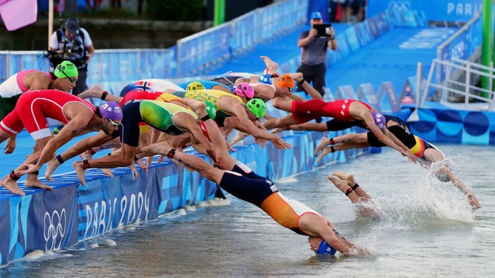 • Triathlon's mixed team relay included a swim in the Seine on Monday