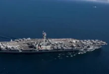 The aircraft carrier USS Abraham Lincoln in the Strait of Gibraltar, back in 2019