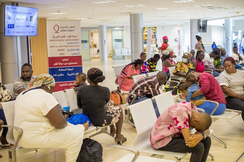 • Parents with their children at the health care facility