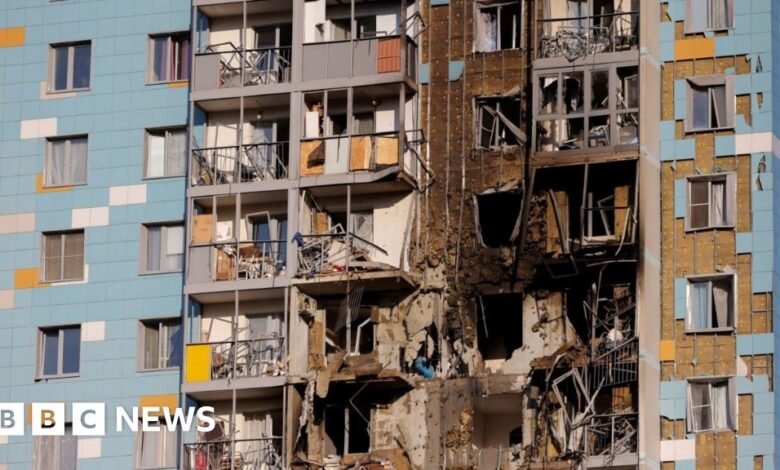 • Moscow's governor said several flats in this apartment buildings were set on fire during overnight drone attacks