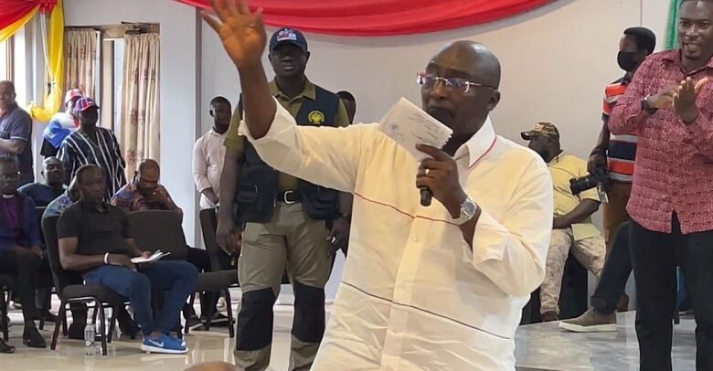 • Dr Bawumia (inset) addressing the gathering at Daboase