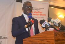 • Mr Kofi Bosompem Osafo-Maafo (inset) addressing participants Photo: Stephanie Birikorang