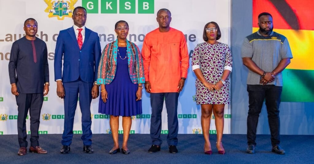 • Mrs Ursula Owusu-Ekuful (third from left) with Adutwum (second from left) and other dignitaries during the launch