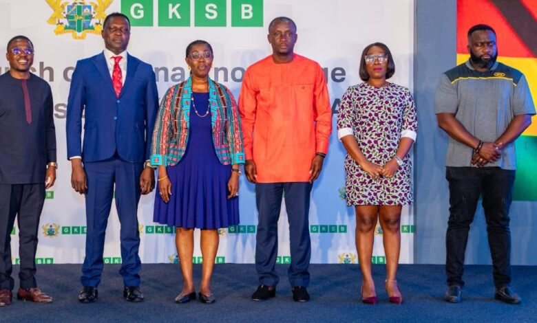 • Mrs Ursula Owusu-Ekuful (third from left) with Adutwum (second from left) and other dignitaries during the launch