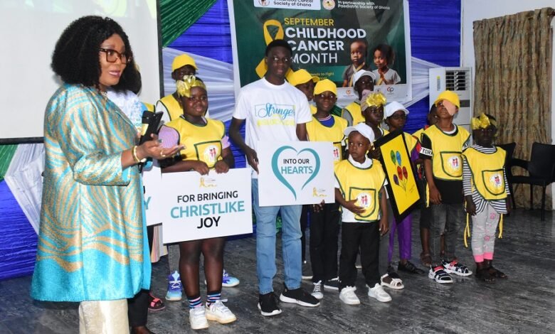 • Mrs Lady Joy Otabil with cancer heroes at the launch Photo: Seth Osabukle