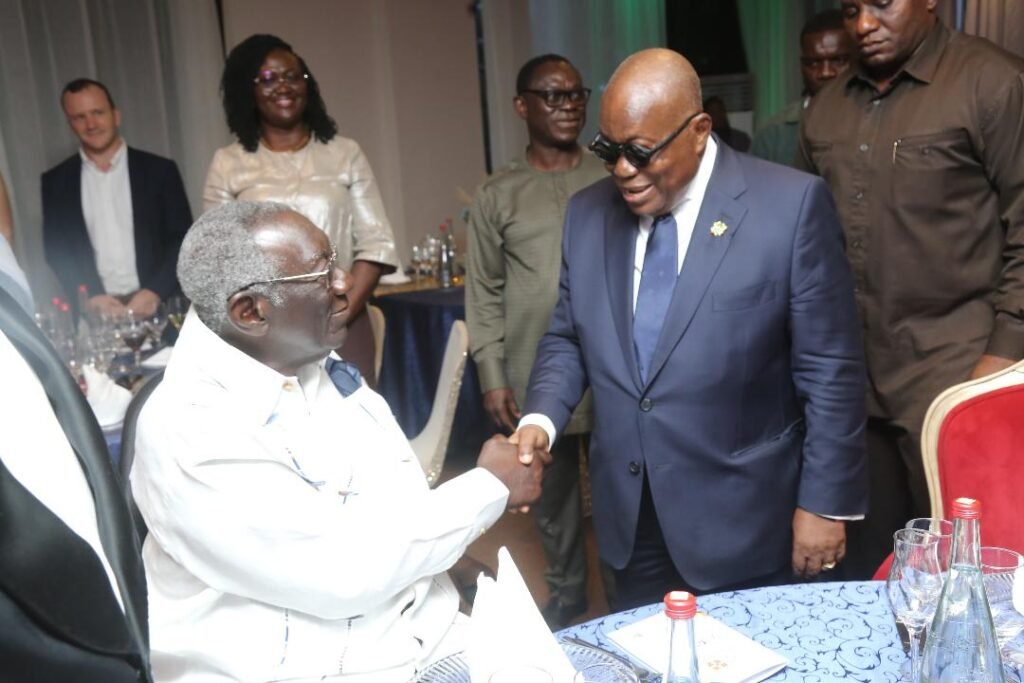 •
President Akufo-Addo (right) interacting with Former President John Agyekum Kufuor at the event