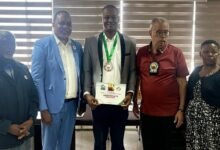 • Ghanaian official, Ishmael Classpeter Williams (middle) was among delegates at the convention. With him are Houicine Houichi (second right), Ms Maureen Mulangira, General Secretary of ABU(right) and others