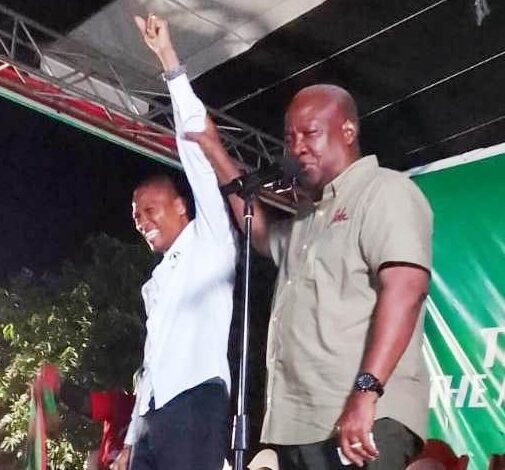 • Mr Mahama introducing the parliamentary candidate for the area, Francis Xavier Sosu, to the people