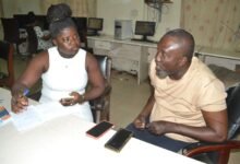 • Mr Osman Ahmed Okyere (right) being interviewed by a Times reporter