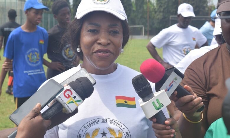 Mrs Shirley Ayorkor Botchwey ,the Minister of FARI(inset), speaking to the media