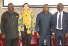 • Prof. Patrick Agbesubyale (left), Mr John Allotey (second from right) and other guests after the programme Photo: Ebo Gorman