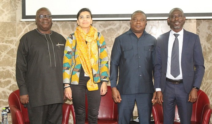 • Prof. Patrick Agbesubyale (left), Mr John Allotey (second from right) and other guests after the programme Photo: Ebo Gorman