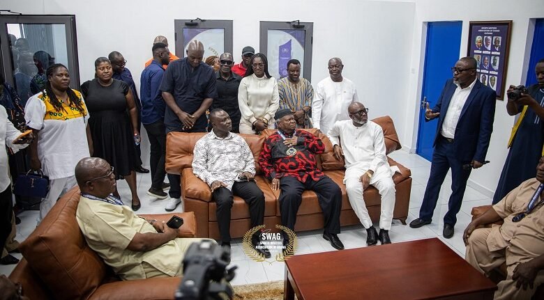 • SWAG General Secretary, Charles Osei Asibey briefs some patrons of the association