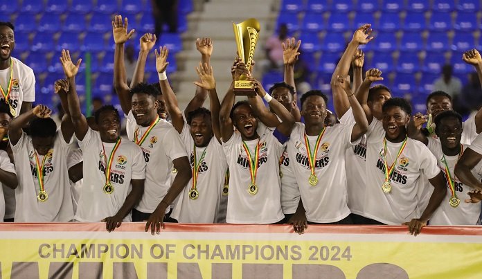 • Players of Samartex FC celebrating with the trophy